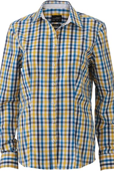 James & Nicholson | JN 616 Poplin Checked Blouse longsleeve