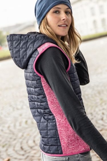Moteriška Liemenė su gobtuvu James & Nicholson | JN 767 Ladies' Knitted Hybrid Vest