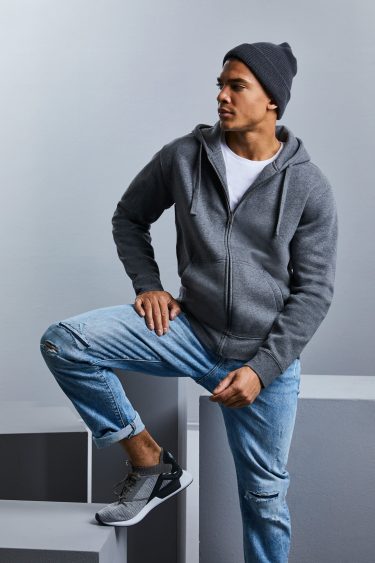 Vyriškas bliuzonas su užtrauktuku ir gobtuvu Russell | 263M Men's Melange Hooded Sweat Jacket