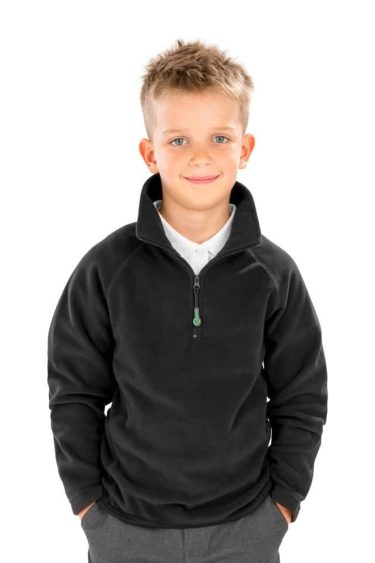 Vaikiškas flisinis bliuzonas  su pusiniu užtrauktuku Result Recycled | R905J Kids' Microflyzas Pullover su 1/4 Zip
