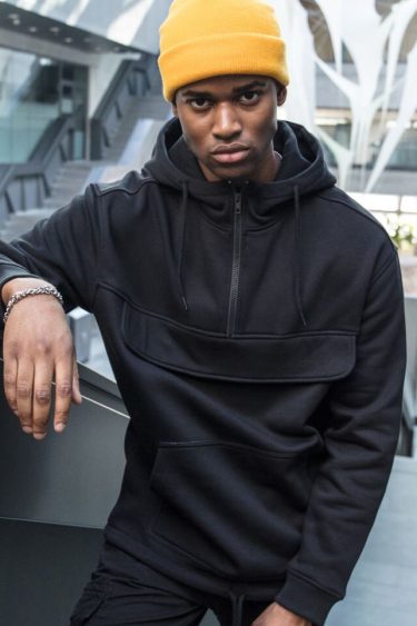 Bliuzonas su gobtuvu Build your Brand | BY 098 Hooded Sweater with 1/4 Zip