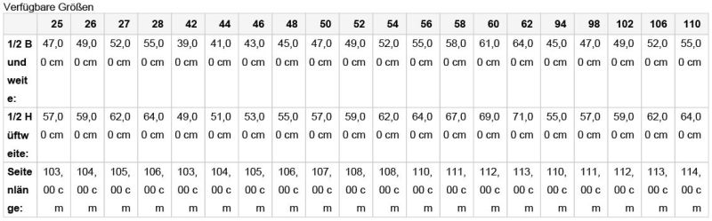 Grössentabelle 02.877S