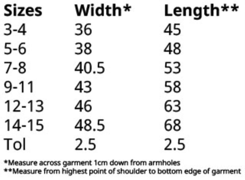Grössentabelle 16.1023