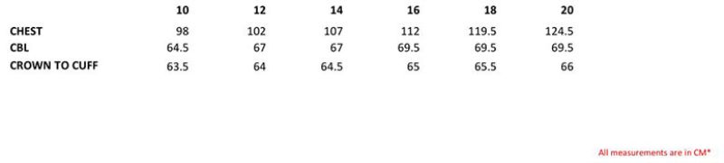 Grössentabelle 36.A702