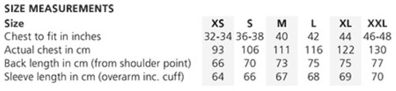 Grössentabelle 43.0332