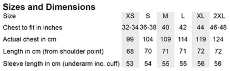 Grössentabelle 43.0335