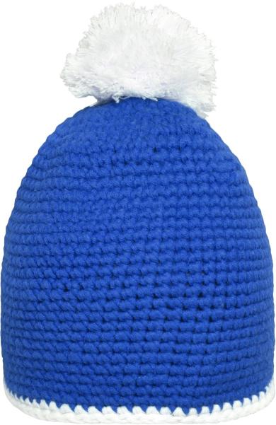 Dviejų spalvų žieminės kepurės su bumbulu Myrtle Beach | MB 7964 Crocheted pompom